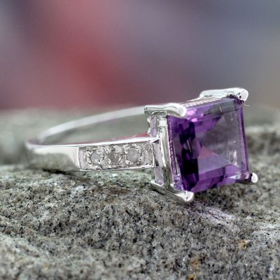 Handcrafted Sterling Silver Solitaire Amethyst Ring