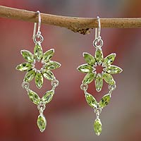 Peridot chandelier earrings, 'Starlight' - Fair Trade Peridot Earrings