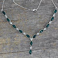 Green onyx and topaz Y necklace,