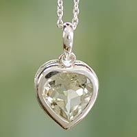 Prasiolite heart necklace,