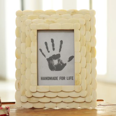 Bone photo frame, Lotus Blossom (4x6)