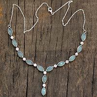 Chalcedony Y necklace,