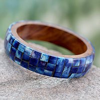 Bone and wood bangle bracelet,