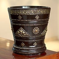 Wood and brass container,