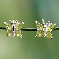 Peridot button earrings,