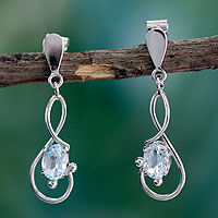Blue topaz dangle earrings, 'Lyrical Love' - Blue topaz dangle earrings