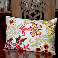 Cushion cover, 'Flamboyant Flowers' - Cushion cover