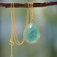 Gold vermeil and amazonite pendant necklace,