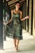 Beaded dress, 'Shibori Enchantment' - Green and Brown Shibori-Dyed Embellished Dress with Sequins thumbail