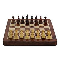 Wood chess and backgammon set,