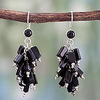 Onyx cluster earrings,