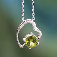 Peridot heart necklace,