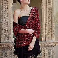 Wool shawl Radiant Paisley India