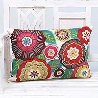Embroidered cushion cover Festival of Flowers India