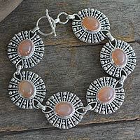 Peach moonstone link bracelet,
