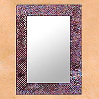 Mosaic glass mirror Burgundy Light India