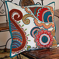Applique cushion cover Paisley Garden India