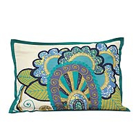 Applique cushion cover Cool Blooms India