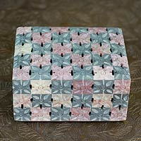 Soapstone box Floral Patchwork India