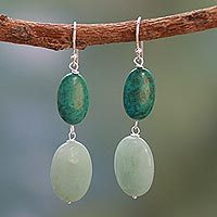 Turquoise and amazonite dangle earrings,