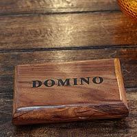 Brass inlaid wood domino set,