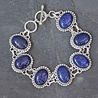 Lapis lazuli link bracelet, 'Heavenly Love' - Lapis lazuli link bracelet