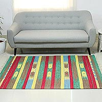 Wool dhurrie rug Indian Splendor 4x6.5 India