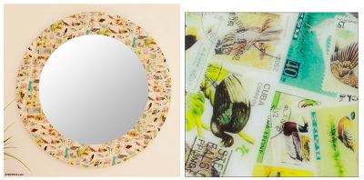 Decoupage wall mirror, Birds of the World