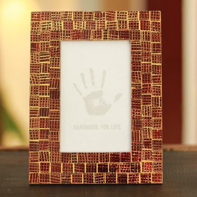 Glass mosaic photo frame, Golden Wine (4x6)