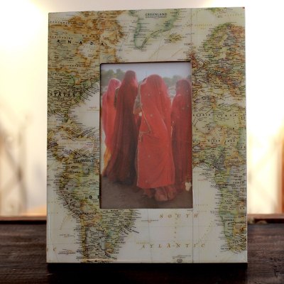 Decoupage photo frame, Globetrotter (4x6)