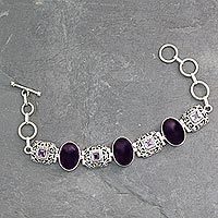 Amethyst link bracelet,