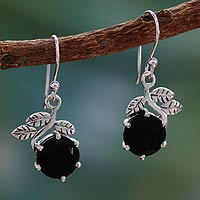 Onyx dangle earrings, 'Forbidden Fruit' - Onyx dangle earrings