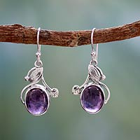 Amethyst dangle earrings, 'Impassioned Plum' - Amethyst dangle earrings
