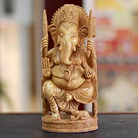 Wood sculpture Blessed Ganesha I India