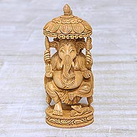 Wood sculpture Blessed Ganesha II India