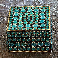 Bejeweled box, 'Aqua Glitz' - Bejeweled box