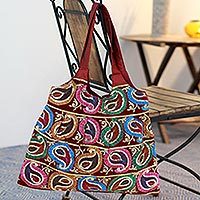 Embroidered tote handbag,