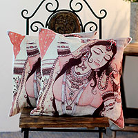 Cotton cushion covers Majestic Dancer pair India