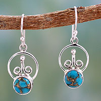 Sterling silver dangle earrings Blue Radiance India