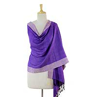 Silk shawl Violet Grandeur India