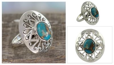 Sterling Silver Cocktail Ring with Blue Gem Jewelry