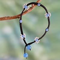 Chalcedony beaded anklet,