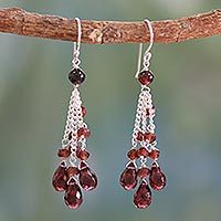 Garnet waterfall earrings,