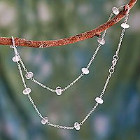 Tourmalinated quartz station necklace,
