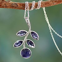 Iolite pendant necklace,