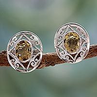 Citrine button earrings,