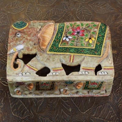 Soapstone box, Indian Elephants