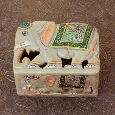 Soapstone box, Royal Indian Elephants