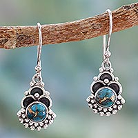 Sterling silver dangle earrings, 'Blue Rapture' - Sterling Silver Earrings Handcrafted with Blue Turquoise