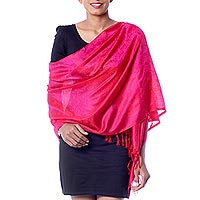 Varanasi silk shawl Banaras Rose India